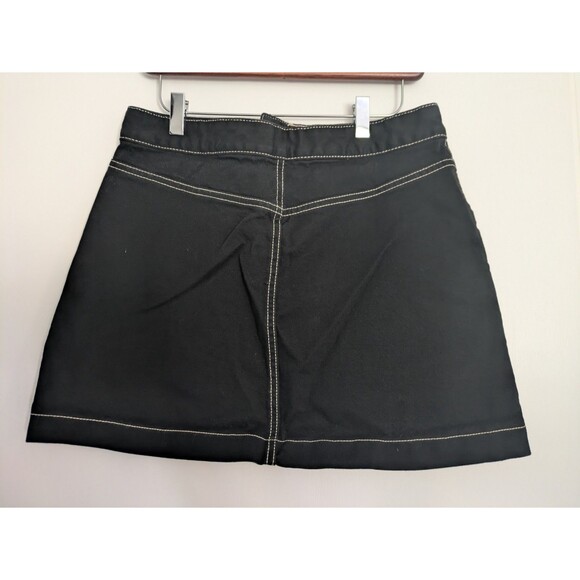 Zara TRF Collection Skirt Size Large Black A-Line Short w/ Contrast Stitching - Picture 3 of 9